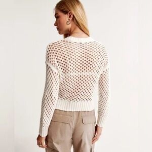 Abercrombie & Fitch Women's Long-Sleeve Crochet Crew Top